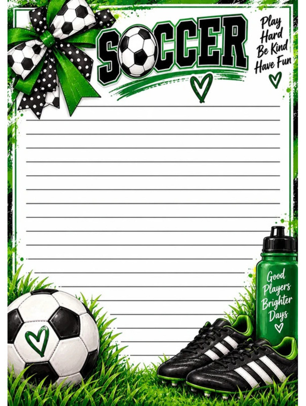 Soccer 5x7 Notepad – Play Hard Be Kind Soccer Gift Set 2